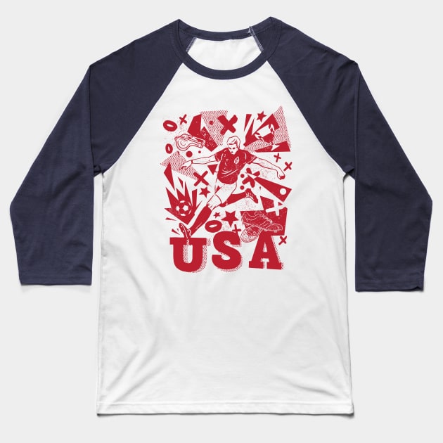 Vintage United States Soccer Player 2022 Baseball T-Shirt by SLAG_Creative